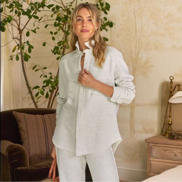 New Frank and Eileen- EILEEN Sweatshirt Button-Up Triple Fleece Gray Melange XS - Picture 15 of 15